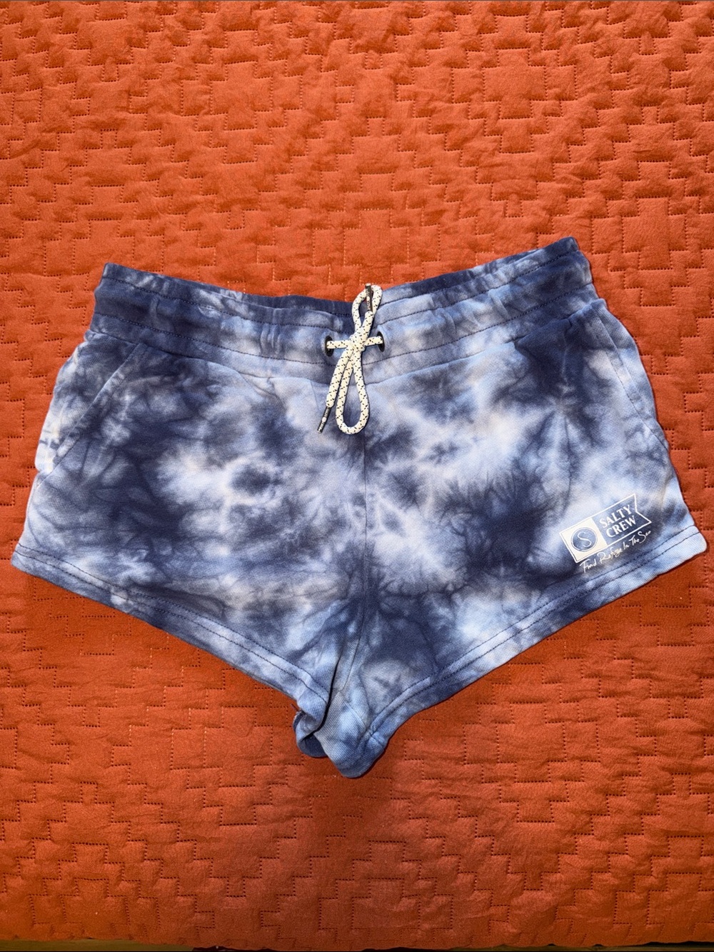 Salty Crew Women's Navy & White Tie-Dye Lounge Shorts. XS.